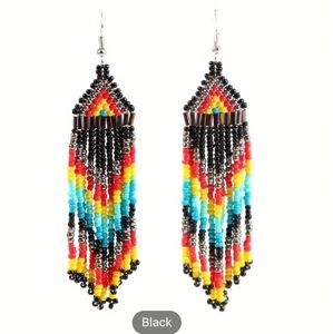 Black Seed Bead Earrings